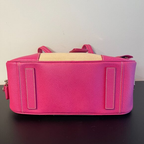 Prada Vintage Canapa Canvas and Fuchsia Calf Leather Shoulder Bag - Preowned - Picture 7 of 16